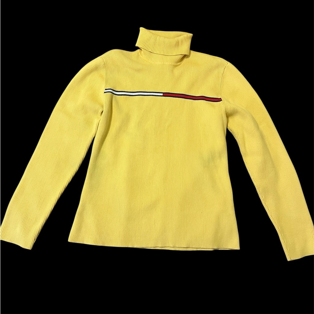 Tommy Hilfiger Yellow Cowl Neck Sweater with Stripe Detail